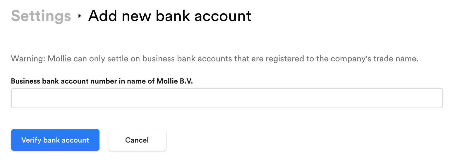 How do I change my bank account number? - Mollie Support